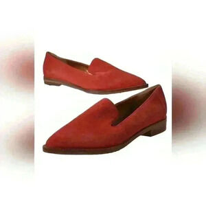 NWOB AQUATALIA Red Chilli Suede Pointed Toe Loafers Flats 37.5EU  7.5US Italy